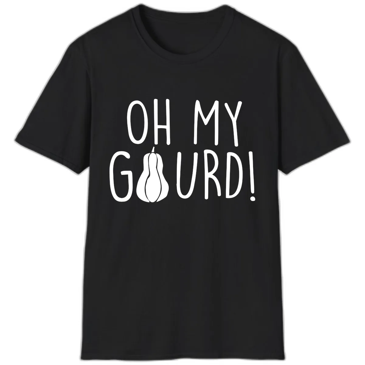 Oh My Gourd Thanksgiving Pun Design T-Shirt in Black